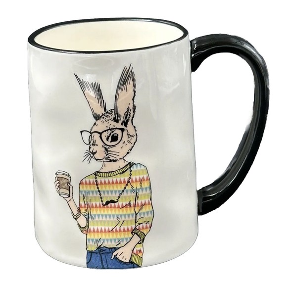 Signature Ceramic Art Mugs Bunny Rabbit and Lamb 17.5 oz Mugs Set of 2 - Picture 5 of 9